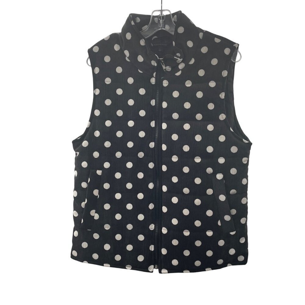 Staccato Women's Polka Dot Vest Full Zip Charcoal/White Size Large Pockets